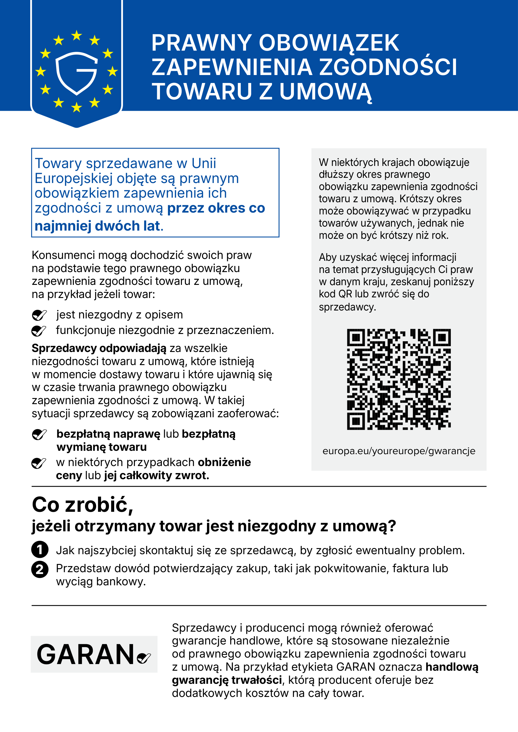 Prawny obowiązek zapewnienia zgodności towaru z umową